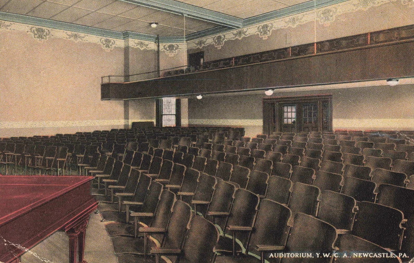 Inside the YWCA auditorium in New Castle